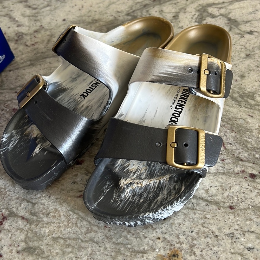 Birkenstock EVA Arizona Metallic Sandals Size 40 W9 M7 NIB Glamour Gold Multi